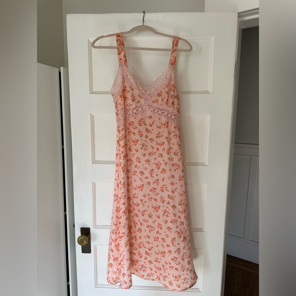 Urban Outfitters Pink Lace Floral Maxi Dress